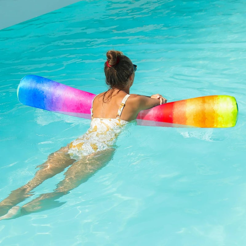 FindUWill Inflatable Swim Pool Noodles, 2 Pack Soft Fabric Covered Large Swim Noodles for Floating, Pool Floats Adult for Pool, Lake, Beach - Image 4